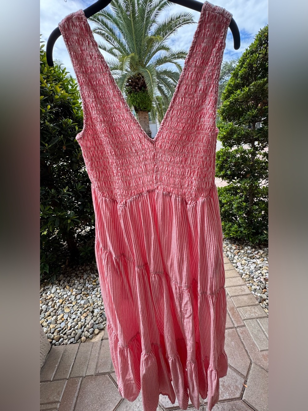 Free People Juno Maxi Dress Red Guava Stripe Sz Small | Red-and-White Striped